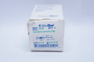 MedOne 3239 Dual Bore Cannula 23g, 28mm x 3mm - Box of 5